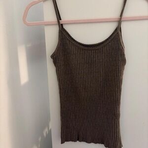 Brown brandy ribbed tank top